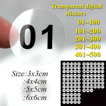 1-100 шт. прозрачные цифровые наклейки, черные цифровые наклейки, персонализированные этикетки на заказ, белые наклейки, крафт-бумага 2-10 см