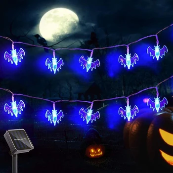 10/20/30 светодиодов Halloween Bat Light String 3D лампа-летучая мышь на солнечной батарее для декора Рождественской вечеринки в помещении на Открытом воздухе