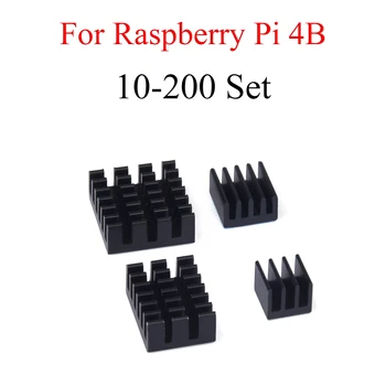 10-200 Компл. Алюминиевый Радиатор, Охлаждающий Радиатор, 4 шт., комплект Радиатора для Raspberry Pi 4 Модель B Черный