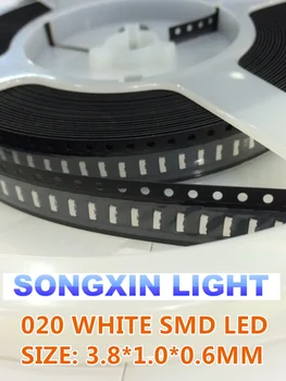 1000ШТ 020 Белый 3806 3810 Вид сбоку SMD/SMT Оригинальный SMD светодиодный вид сбоку 020 белый светодиодный светильник 1800-2500 МКД 3.8*1.0*0.6 мм