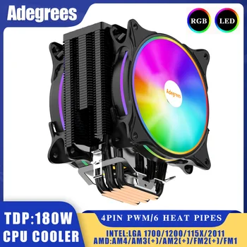 120 ММ RGB Процессорный Кулер 4PIN PWM 6 Тепловых Трубок PC CPU Вентилятор Для Intel LGA 1366 1151 1155 1200 1700 2011 X79 X99 AM3 AM4 Ventilador