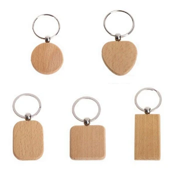 160 шт. Пустой деревянный брелок DIY Деревянный брелок для ключей, бирка для ключей, Анти-потерянные деревянные аксессуары, подарок (смешанный)