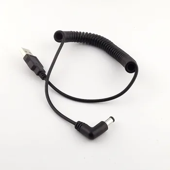 1шт Штекер USB 2.0 для питания от постоянного тока 5,0 мм x 3,0 мм Угловой Спиральный Соединительный кабель 5 футов
