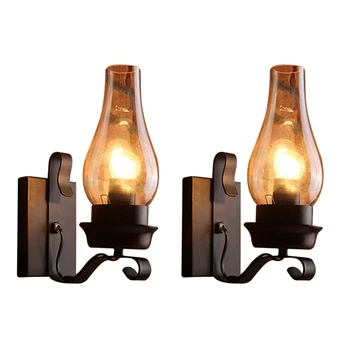 2 Винтажных настенных светильника в деревенском стиле из стекла и декоративной лампы для спальни (не содержит лампочек)