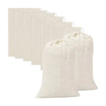 20 Штук больших муслиновых сумок, хлопчатобумажных мешочков на шнурке, пакетиков для заварки чая (8x12 дюймов)