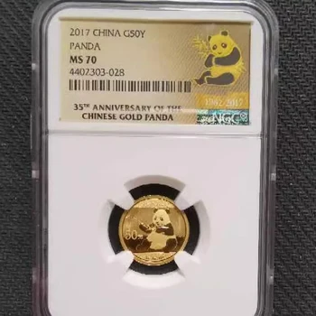 2017 Китай Панда Золотая Памятная монета/Слитки Настоящий оригинал 3g Au.999 24K NGC MS70 50 юаней Идеально