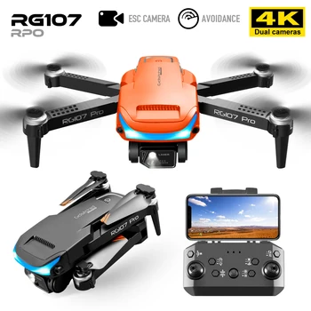 2022 RG107 PRO Drone 4K Профессиональная Двойная HD Камера FPV Мини-Дрон Для Аэрофотосъемки С Бесщеточным Мотором Складной Квадрокоптер Игрушки