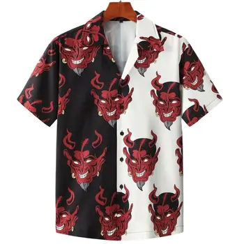 2022 Дьявольский ужас 3d Гавайская Рубашка Мужская Свободная Мужская Одежда Дышащие мужские Рубашки Летняя Рубашка с коротким рукавом Топ Мужская одежда