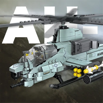 2022 Новая Модель Самолета Строительные Наборы Для Детей 597 шт. Строительный AH-1Z Вооруженный Вертолет Строительные Блоки MOC Кирпичи Детские Подарки