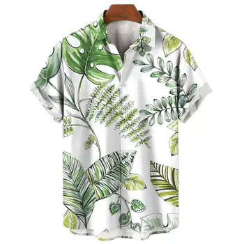 2023 Мужские рубашки с гавайским принтом 3d Aloha С коротким рукавом Повседневная Пляжная Социальная Блузка Праздничная Мужская Одежда большого размера с коротким рукавом