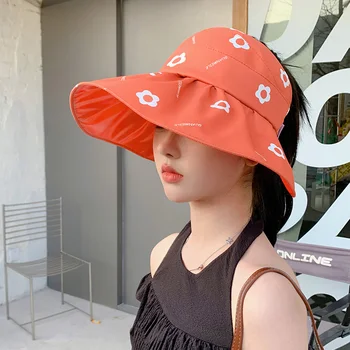 2023 Новая Цветочная шляпа без верха, Женская Летняя Складная Пляжная шляпа с большими полями для путешествий, Солнцезащитный козырек