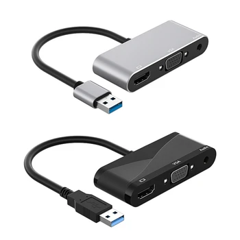 2023 Новый адаптер USB 3.0 для VGA, конвертер USB Type C для двойного разветвителя VGA