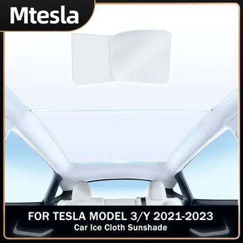 2023 Новый Солнцезащитный Козырек Из Ледяной Ткани Для Tesla Model 3 Y 2022 2021 Задний Люк Автомобиля Солнцезащитный Козырек Мансардное Окно Жалюзи Для Окон Занавес Затенение