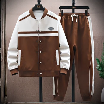 2023 Роскошный модный спортивный комплект мужской одежды из 2 предметов, весенне-осенний повседневный комплект брюк, пара спортивной бейсбольной формы, пальто в стиле хип-хоп