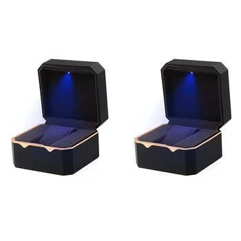 2X Коробка для часов с восьмиугольным золотым краем С подсветкой, Окрашенная коробка для хранения часов, Коробка для часов, Коробка для часов