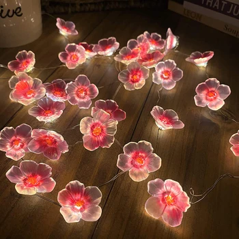 3 М 30 светодиодов Вишневый цветок Сказочные гирлянды Розовые цветочные гирлянды на батарейках для украшения Рождественской гирлянды на открытом воздухе
