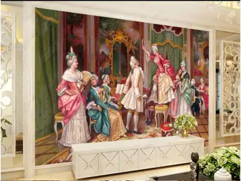 3d обои на стену в европейском стиле, рисунок, картина маслом, дворцовая вечеринка, гостиная, домашний декор, обои для стен в рулонах