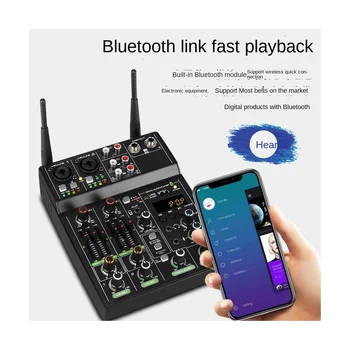 4-канальный USB Аудиомикшер с беспроводным микрофоном Студийные звуковые микшеры с Bluetooth REC DJ Консоль Микширование