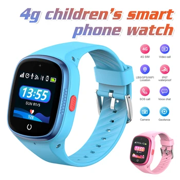 4G Смарт-часы Детские WIFI Видеозвонок SOS IP67 Водонепроницаемые Детские умные часы HD Камера Монитор Отслеживание местоположения для IOS Android
