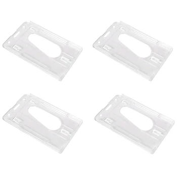 4X Вертикальный Жесткий пластиковый держатель для бейджа Двойная карточка ID Мультипрозрачный 10x6 см