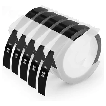 5 Упаковок этикеточной ленты для тиснения Dymo, 12 мм, этикетки с 3D-тиснением, белое на черном для DM1595 Organizer Xpress Pro