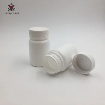 50 + 2 комплекта 60cc HDPE Круглый пустой контейнер для фармацевтических таблеток с крышками для фармацевтической упаковки, пластиковая бутылка для капсул