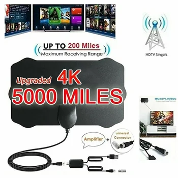 5000 Миль 4K HD TV с высоким коэффициентом усиления DTV Box Цифровая телевизионная Антенна EU Plug Booster Активная Внутренняя антенна HD Плоский дизайн