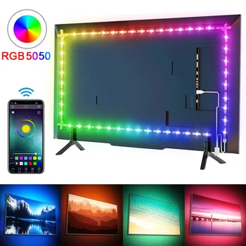 5050 RGB светодиодных лент, 5V USB светодиодных ламп, Гибкая лента, Диодная лента для подсветки телевизора, украшения комнаты, 1m, 2m, 3m, 5m Luces LED