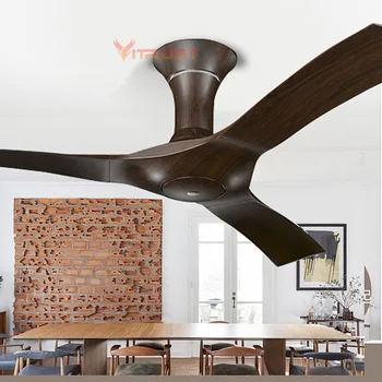 54-дюймовый потолочный вентилятор в скандинавском стиле, промышленные потолочные вентиляторы без лампы, пульт дистанционного управления, винтажный вентилятор, черный, коричневый