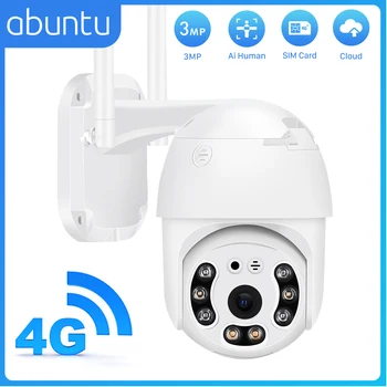 Abuntu 4G SIM-карта IP-Камера Защита домашней Безопасности 3-Мегапиксельная PTZ-Камера Наружное Обнаружение Ai Huamn 2-Мегапиксельная Камера Видеонаблюдения