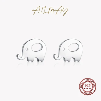 Ailmay, твердое серебро 925 пробы, простые маленькие серьги-гвоздики в виде слона для женщин, Серьги с животными, противоаллергические ювелирные украшения, подарки