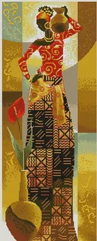 Amishop Бесплатная доставка, высококачественный Прекрасный Набор для вышивания крестиком, Африканская Женщина, Леди, Девушка С горшком