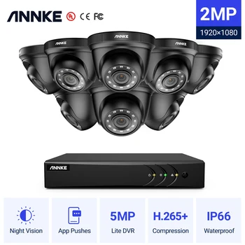 ANNKE 8CH 1080P FHD Система Видеонаблюдения H.265 + 5в1 5MP Lite Рекордер 1080P Наружная Всепогодная Камера Безопасности Комплекты Видеонаблюдения