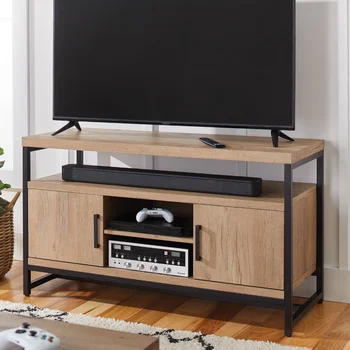 Better Homes & Gardens Jace Промышленная деревянная Прямоугольная медиа-консоль для телевизоров до 55 дюймов, натуральный дуб