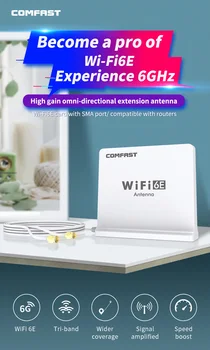 CF-ANT2508I E 2,4 ГГц, 5 ГГц и 6 ГГц Трехдиапазонная Всенаправленная антенна с высоким коэффициентом усиления для WiFi 6E Маршрутизатора/сетевой карты Расширения покрытия Wi-Fi