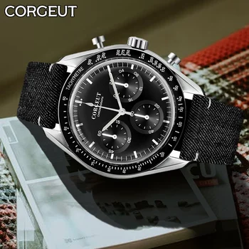 CORGEUT News Высококачественное Минеральное Стекло Vk63 Кварцевый Механизм 30 М Водонепроницаемый Хронометраж 40 мм Спортивные Часы для Мужчин Reloj Hombr Hombre