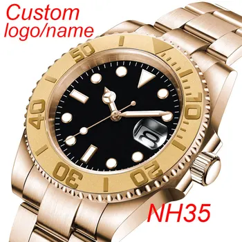 Corgeut relogio masculino новые часы с пользовательским логотипом, мужские часы серии yacht, золотой браслет, механизм NH35A, автоматические часы