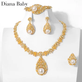 Diana Baby Африканские бусы, ювелирные наборы Для женщин, Аксессуары, Свадебный Кулон, браслет, Ожерелье, Серьги, Кольцо