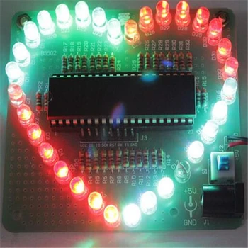 DIY Heart Shape Красочный светодиодный модуль Love Water Light STC89C52 Дизайн деталей и компонентов Электронный комплект