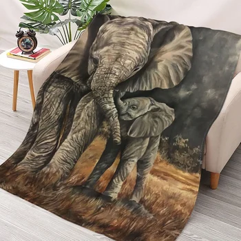 Elephant Love Набрасывает одеяла, Фланелевое Ультрамягкое теплое одеяло для пикника, коллажное покрывало на кровать