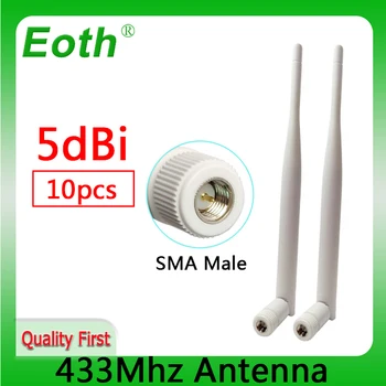 EOTH 10шт 433 МГц антенна 5dbi sma мужской lora antene модуль интернета вещей АТС lorawan приемник сигнала antena с высоким коэффициентом усиления