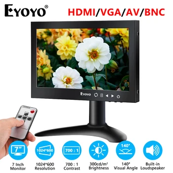 Eyoyo EM07A 7-дюймовый Промышленный Настольный Дисплей С видеовходом HDMI/VGA/AV/BNC Для Мониторинга системы видеонаблюдения HD 1024x600 TFT Экран