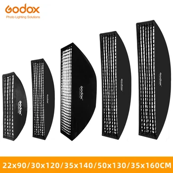 Godox 22x90 см 30x120 см 35x160 см Прямоугольная Полоса Сотовая Сетка Софтбокс для Bowens Profoto Elinchrom Крепление Студийная Вспышка Софтбокс