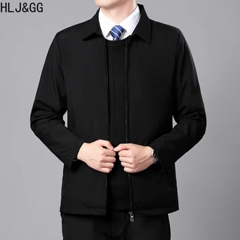 HLJ & GG, Весенне-осенняя мужская деловая куртка, Мужские пальто на молнии со стоячим воротником, повседневные куртки с карманом, Новые поступления, уличная одежда, пальто