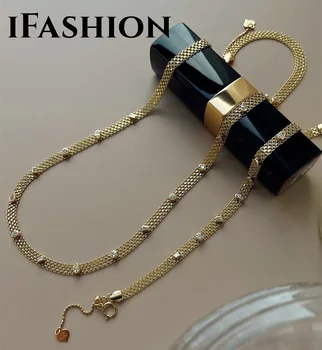 IFASHION, ожерелье-цепочка с бриллиантами, браслет, Ювелирные изделия из золота 18 Карат, Настоящее золото Au750, Свадебный подарок для вечеринки, женские изысканные ювелирные изделия