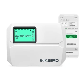 INKBIRD WIFI Наружный умный контроллер разбрызгивателя Программируемая 8-зонная автоматическая система полива с сезонной регулировкой и байпасом дождя