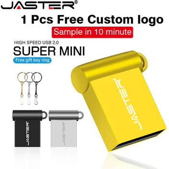 JASTER Супер Мини Металлический USB Флэш-накопитель 128 ГБ Золотой 64 ГБ Бесплатный Выгравированный Логотип с Брелоком Для ключей, флеш-накопитель, Деловой Подарок, Memory Stick