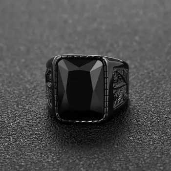 Jiayiqi Мужское кольцо в стиле хип-хоп из нержавеющей стали 316L, Каменное кольцо, Модные Мужские ювелирные Изделия, Обручальные Кольца, Аксессуары Оптом