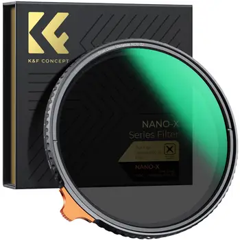 K & F Concept 49-82 мм Nano-X серии с переменным ND фильтром True Color ND2-ND32 с 28 слоями водонепроницаемой антибликовой зеленой пленки