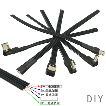 Kabel Ellenbogen DIY Micro USB 2,0 Stecker Weibliche jack Stecker 4 Pin 5 Pin Verlängerung Draht Kabel Power Ladung daten